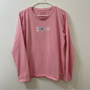 Life is good I love snow Langarmshirt rosa Large - Bild 1 von 4