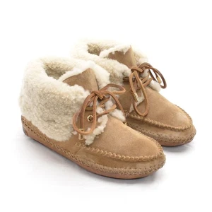 Damas Tory Burch Nathan Piel de Oveja Mocasín Botines 7 M Tostado Gamuza Zapatos con Cordones - Imagen 1 de 8