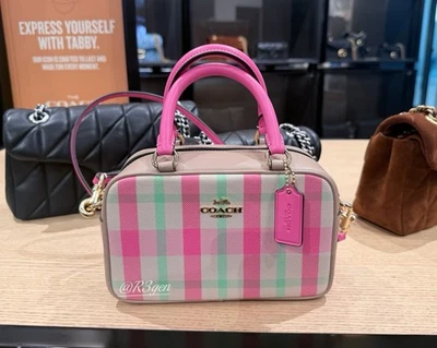 Bolso Bandolera Coach Cartera con Estampado a Cuadros Dama Cartera Cremallera Asa Superior RosaCBI90 Foto 1 de 4