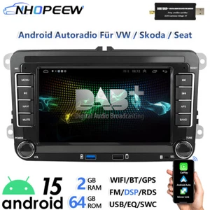 Radio CarPlay Navi WIFI para VW Golf 5 6 Polo 6r T5 Passat Touran DAB+ Android 15 - Imagen 1 de 13