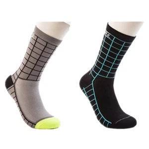 2 pares de calcetines de ciclismo profesionales de carretera para montar en bicicleta deportes calcetines al tobillo gris negro - Imagen 1 de 8