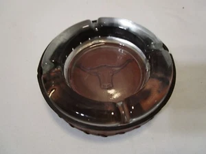 Midcentury Longhorn Rinder Glas Aschenbecher Bamco Leder Halter 1940-50er USA - Bild 1 von 6