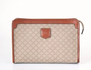 CELINE Macadam beige braun kleine Clutch Kosmetiktasche Handtasche - Bild 1 von 11