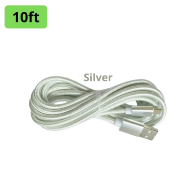 Cable cargador USB de 10 pies cable de carga de sincronización de datos para iPhone 14 13 12 11 SE XR iPad Foto 1 de 4