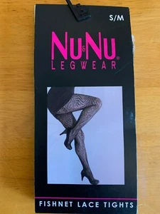 NEW Nu&Nu Legwear Fishnet Lace Tights stockings Black S/M 4'10"-5'4" 100-140 lbs - Picture 1 of 2
