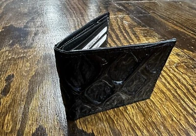 Cartera de cuero genuino plegable para hombre con estampado de peces -4423 Foto 1 de 4