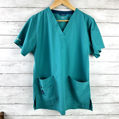 Camisa Médica Carhartt Force Para Mujer Mediana Verde Azulado Bolsillos Manga Corta Foto 1 de 4