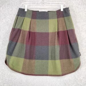 Woolrich Mini Skirt Womens Size 6 Wool Green Red Plaid Size Zip Pleated Lined