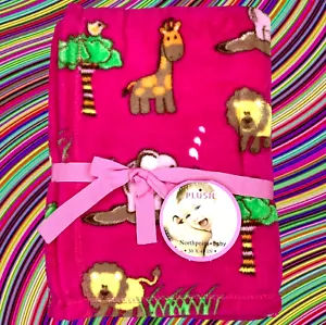 NEW Giraffe Lion Elephant Plush Baby Blanket Toddler Animal Print Zoo Northpoint - Picture 1 of 7