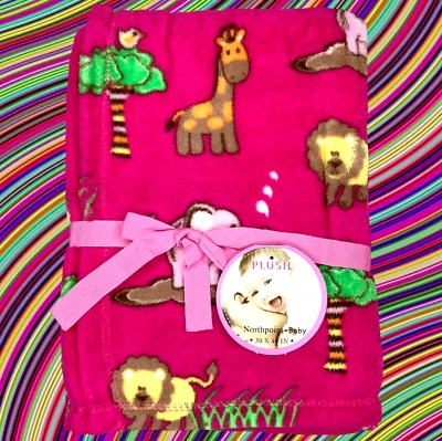 NOVO Cobertor de Pelúcia Girafa Leão Elefante Bebê Criança Animal Estampa Zoológico Northpoint - Imagem 1 de 4