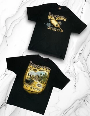 T-shirt vintage moto graphique Harley Davidson St Kitts homme taille XL noir - Photo 1/4