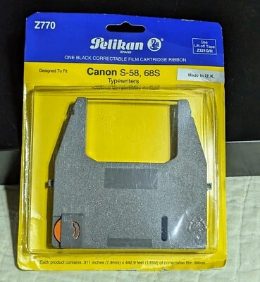 Máquina de escribir Pelikan Z770 cartucho de película negra cinta Canon S-58, 68S sin abrir  Foto 1 de 2