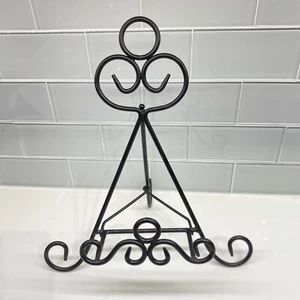 Cast Iron Display Easel Stand Scroll Matte Black Photo, recipe/plate Holder 14”H - Picture 1 of 9