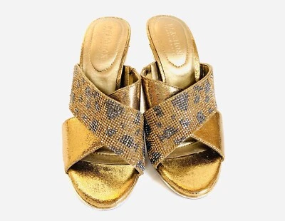 TACONES de mula Reaction Kenneth Cole Look Beyond 2 metálicos leopardo DORADOS talla 5M Foto 1 de 4