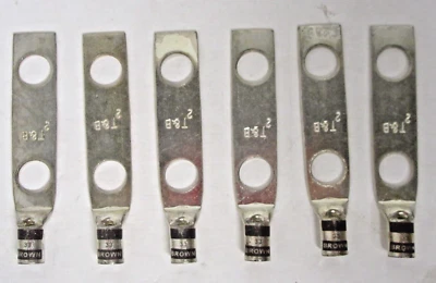 6 ct. Thomas & Betts Standard Compression Lug 2 Hole 1/2 Stud 2 AWG Color Brown - Image 1 of 3