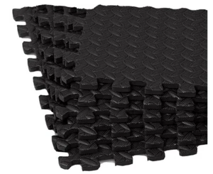 6 Pieces Puzzle Exercise Floor Mats 24''×24'' .5”Workout Gym Equipment Mat Black - Picture 1 of 5