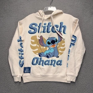 Disney Stitch Hoodie Sweatshirt Girls Small Off White Ohana Lilo Movie Cartoon - Picture 1 of 10
