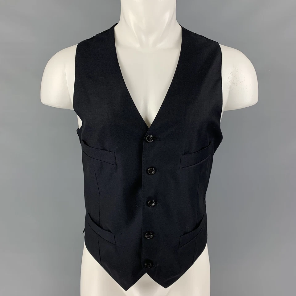 GIORGIO ARMANI Size 40 Navy Wool Cashmere Buttoned Vest - Image 1 of 4