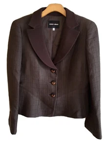 Giorgio Armani Women Brown Wool 3 Button Blazer 46 Italian Excellent Condition!! - Picture 1 of 8