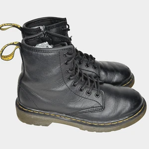 Dr. Doc Martens Boots Kids Size 1 Black Combat Laces Side Zip 1460J Pascal - Picture 1 of 8