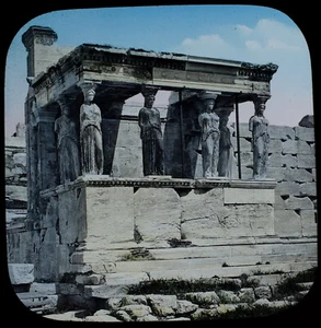 PORTICO OF THE CARYATIDES ACROPOLIS ATHENS 1893 Magic Lantern Slide PHOTOGRAPH - Picture 1 of 3