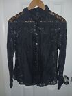 J.Crew Classic-fit lace button-up blouse black top with camisole AU230 size 6 