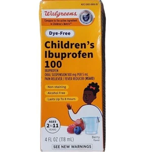 Walgreens Children's Dye-Free Ibuprofen 100 Oral Suspension Berry 4 fl oz - Picture 1 of 4
