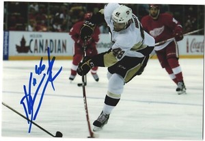 Dominik Uher Autographed 4x6 Color Photo Pittsburgh Penguins #46 White D