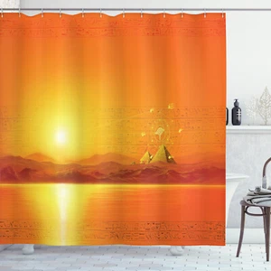 Egypt Shower Curtain Geometry Symbol in Air Print for Bathroom - Picture 1 of 6