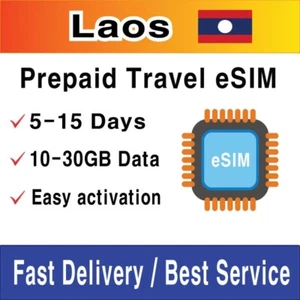 Carte SIM (eSIM) Laos Travel | 10-30 Go | 5-15 jours | Activation du QR Code - Photo 1 sur 4