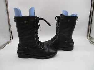 Wanted Black Lace Up Fold Over Military Style Boots Womens Size 8 - Picture 1 of 13
