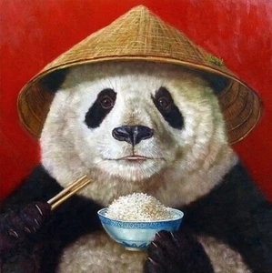 Panda by Lucia Heffernan Comical Chinese Panda Bear Art Print 10x10 Inches - Picture 1 of 1