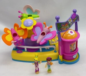Polly Pocket 2002 Pollyworld Amusement Park Butterfly Ride w/ 2 Dolls Complete - Picture 1 of 4