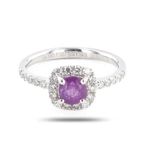 GIA 0.98ct UNHEATED Pink Purple KASHMIR Sapphire & 0.44ctw Diamond Platinum Ring - Picture 1 of 5