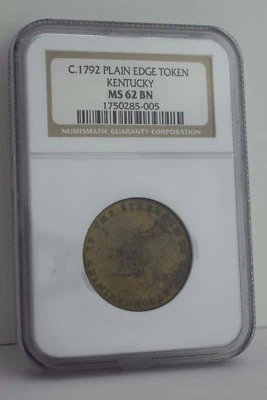 1792 Plain Edge Token Kentucky NGC MS 62 BN  * - Image 1 of 4