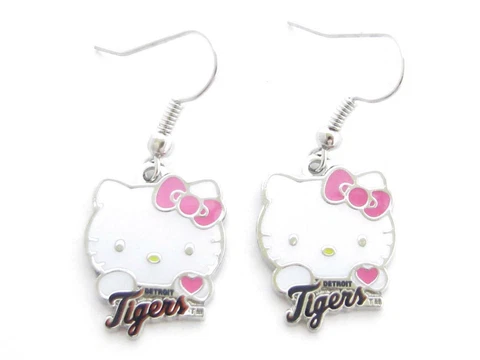 Detroit Tigers Hello Kitty Dangle Earrings Blue MLB Girls Womens Gift Jewelry Cover