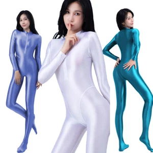 AMORESY Damen Glitzer High Waist Front Zipper Overall Playsuit Catsuit Bademode - Bild 1 von 30