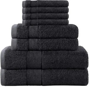 Bamboo Cotton Bathroom Towels Set 8 Piece Towels for Bathroom 600 GSM Bath Towel - Picture 1 of 95