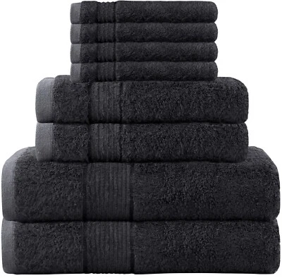 Bamboo Cotton Bathroom Towels Set 8 Piece Towels for Bathroom 600 GSM Bath Towel - Image 1 of 4