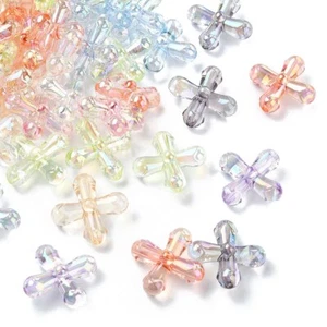 50Pcs Acrylic Cross Beads Transparent Acrylic Crucifix Spacer Beads for Jewelry - Picture 1 of 9