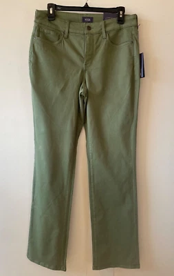 NWT NYDJ Green "Olivine" Stretch Straight Marilyn Pants Size 6 Rayon Cotton - Image 1 of 4