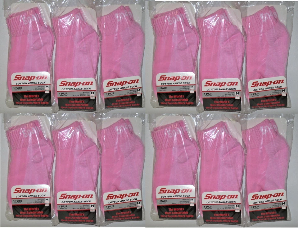 12 PAIRS Snap-On PINK Ankle Socks MEDIUM 6-10 *FREE SHIPPING* MADE IN USA *NEW* - Image 1 of 4