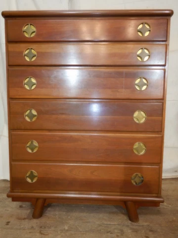 1950's Crawford Furniture Jamestown NY Chest of Drawers  Model 4601  MCM Cherry Cover