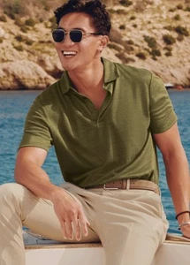 CAMISA POLO CHARLES TYRWHITT Hombres Verde Oliva 100% LINO Talla XL NUEVA - Imagen 1 de 11