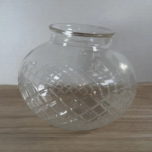 Vintage Glass Globe Round Clear Ceiling Light Fixture Shade Flower 3” Fitter - Picture 1 of 7