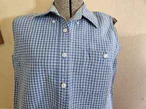 Wrangler BLUES KARIERTES ÄRMELLOSES HEMD GR M - Bild 1 von 1