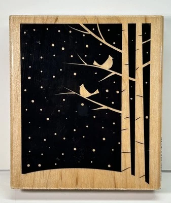 Sello de goma Hampton Art CARDINAL EN ABEDUL montaje en madera INVIERNO Foto 1 de 3