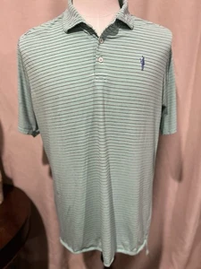 B Draddy USA Men’s Medium Mint Green And Blue Stripes Polo Shirt - Picture 1 of 5