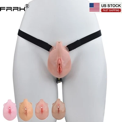 Nuevo Dispositivo Jaula de Castidad Masculina Realista Sissy Hombres Bloqueo Clitty Cinturones con 4 Anillos Foto 1 de 4