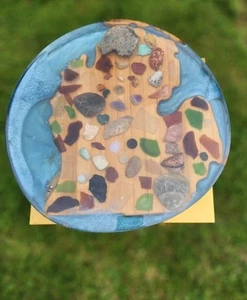 Handcrafted Resin & Wood Table top, Michigan - Picture 1 of 15
